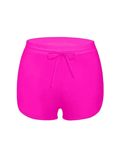 Summer Beach Outdoor Swimming Casual Wear Swim Shorts-Neon Pink
