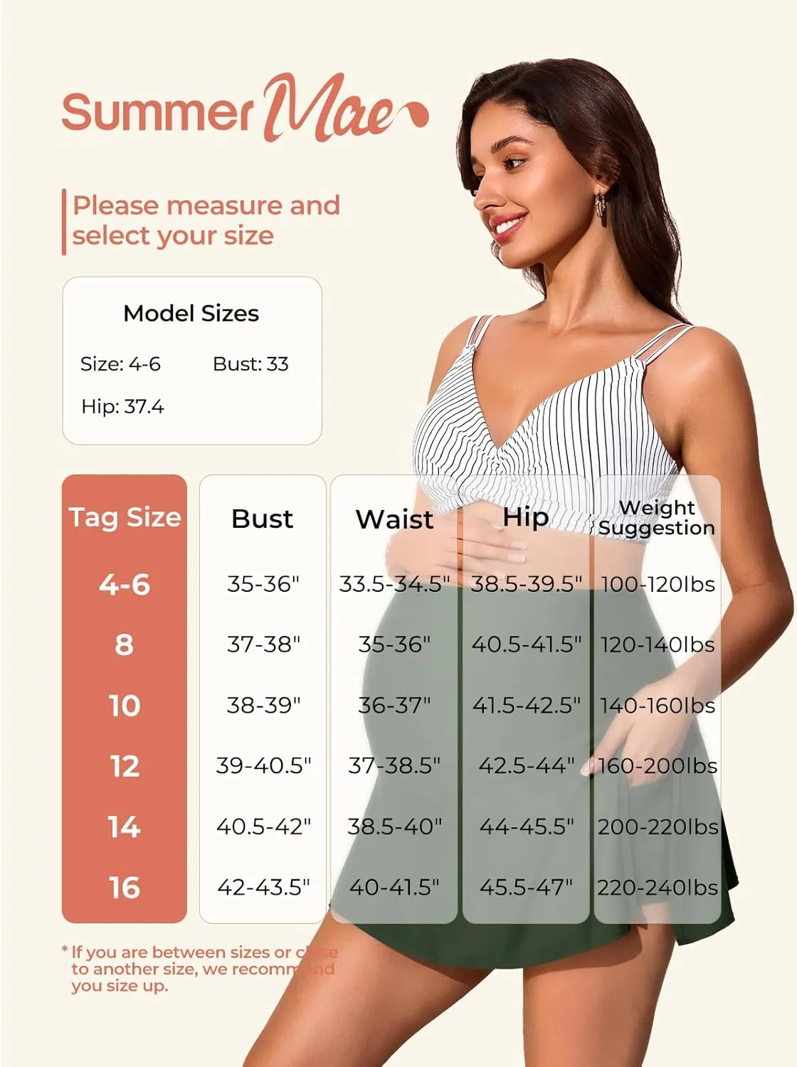 Summer Mae Maternity Swim Dress Two-Piece Bikini Swimsuit Pregnancy Bathing Suit with Pockets