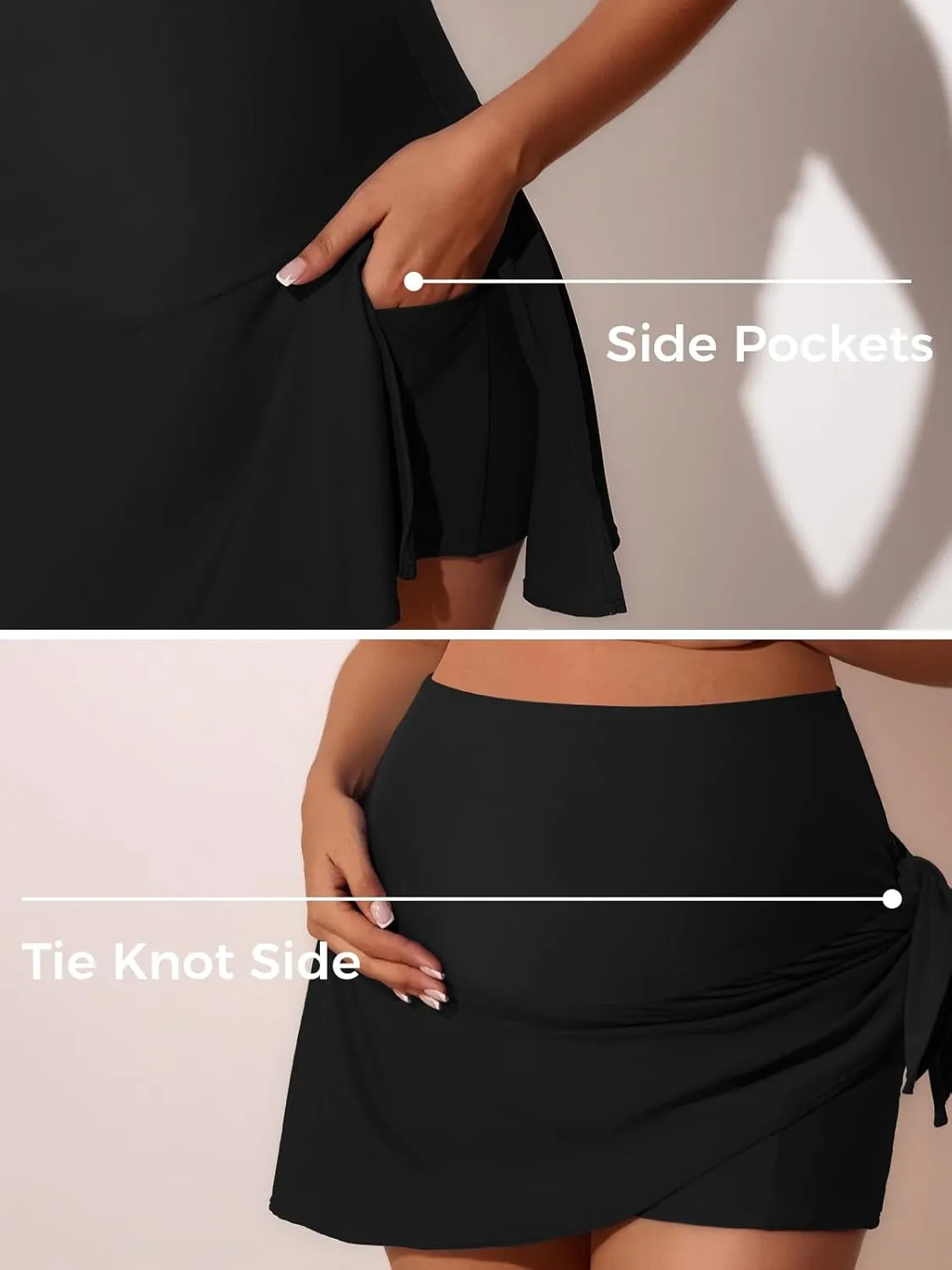 Summer Mae Maternity Swim Dress Two-Piece Bikini Swimsuit Pregnancy Bathing Suit with Pockets
