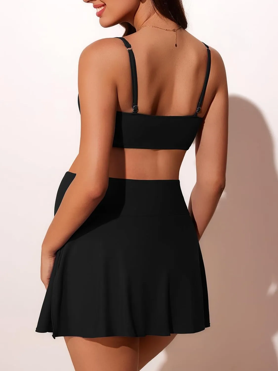 Summer Mae Maternity Swim Dress Two-Piece Bikini Swimsuit Pregnancy Bathing Suit with Pockets