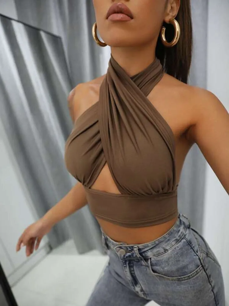 SUMMER WHITE  ELEGANT HALTER TOP