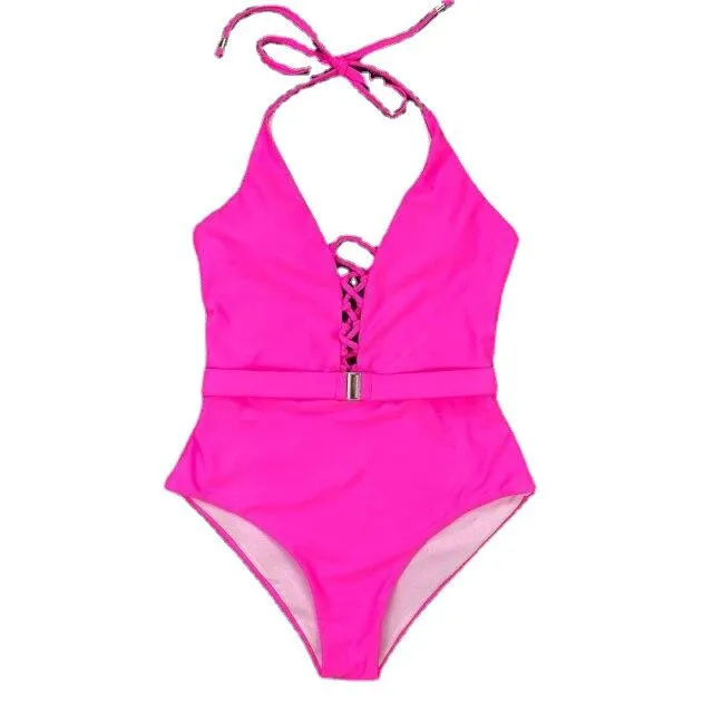 Summer Women's Lace Up High Cut Monokini Swimsuit One Piece