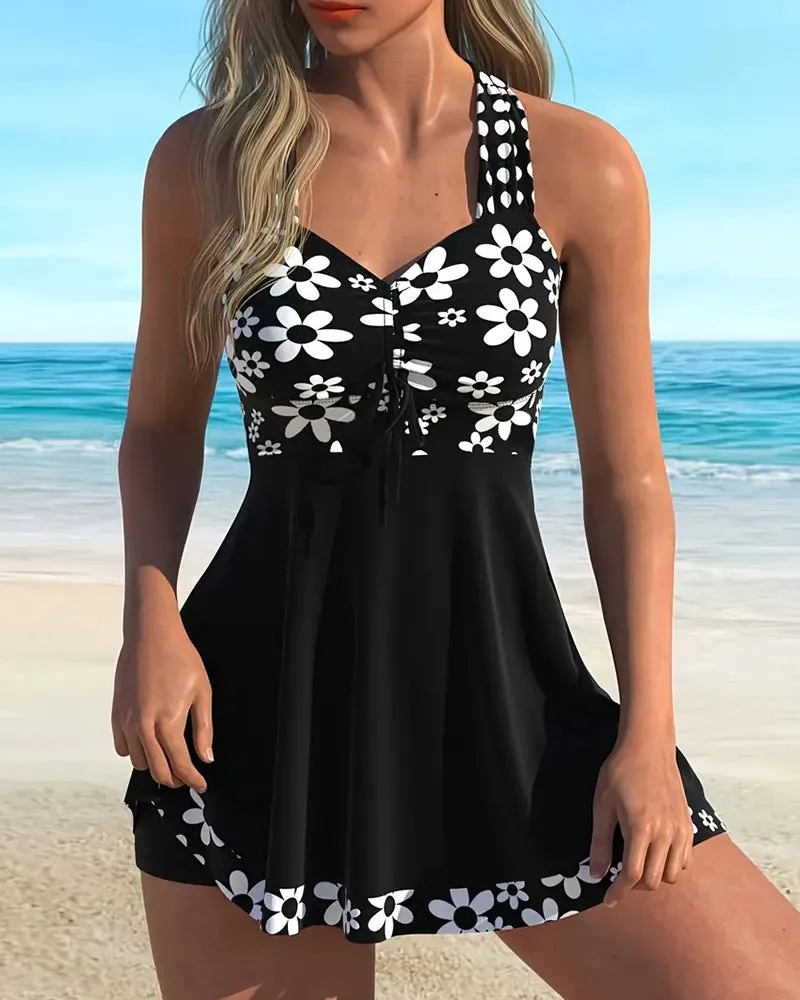 Sunflower printed Two piece Swimsuit