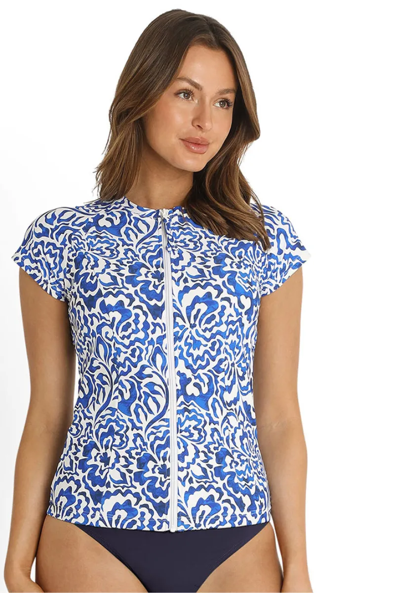 Sunseeker Corfu Short Sleeve Rash Vest - Blue