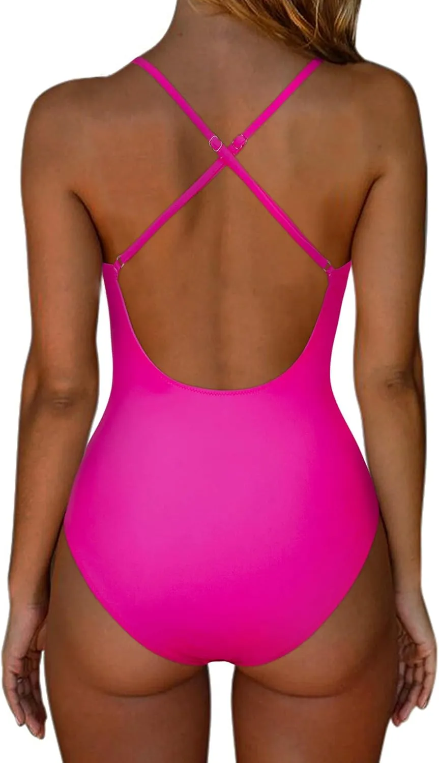 SUUKSESS Women Sexy Tummy Control One Piece Swimsuits Square Neck Bathing Suits