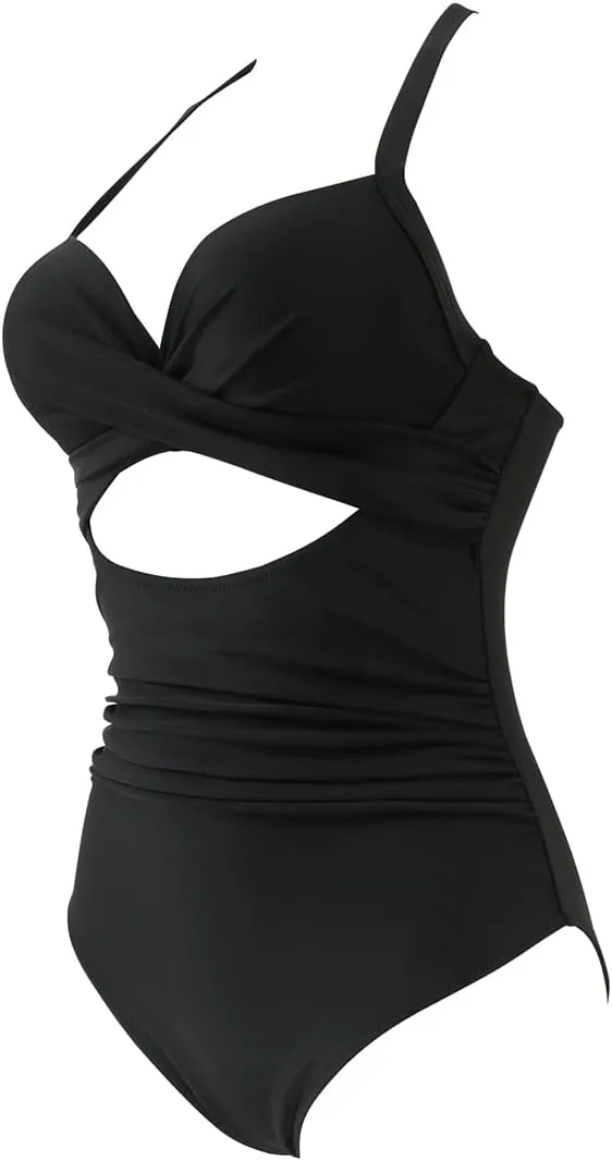 SUUKSESS Women Wrap Cut Out One Piece Swimsuit High Waisted Monokini Bathing Suit