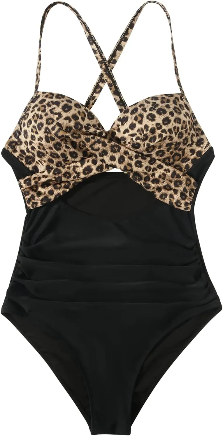 SUUKSESS Women Wrap Cut Out One Piece Swimsuit High Waisted Monokini Bathing Suit