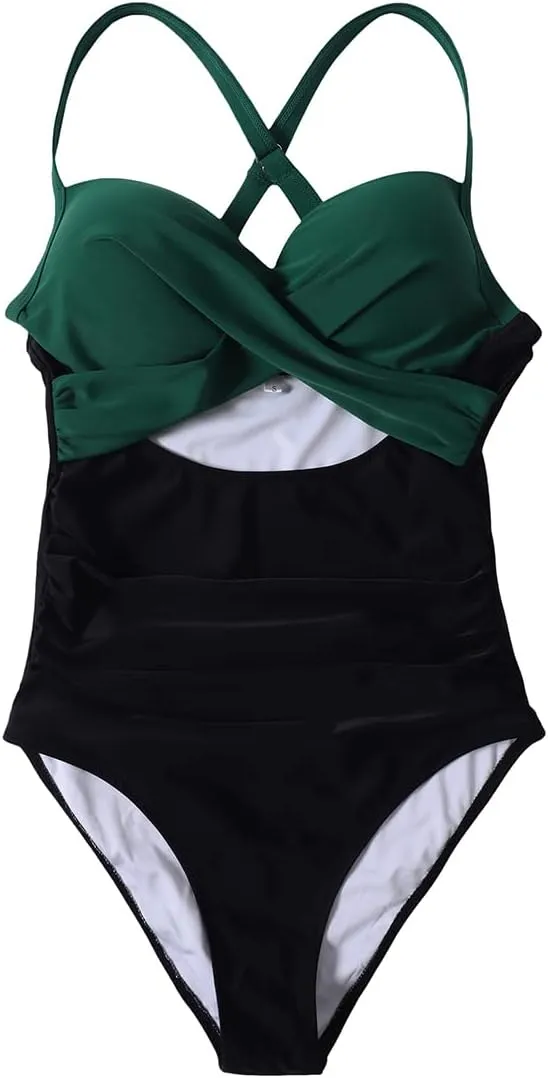 SUUKSESS Women Wrap Cut Out One Piece Swimsuit High Waisted Monokini Bathing Suit