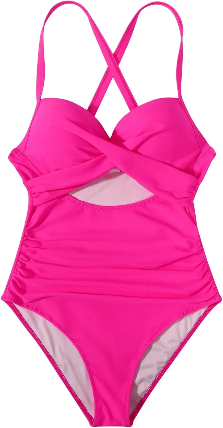SUUKSESS Women Wrap Cut Out One Piece Swimsuit High Waisted Monokini Bathing Suit