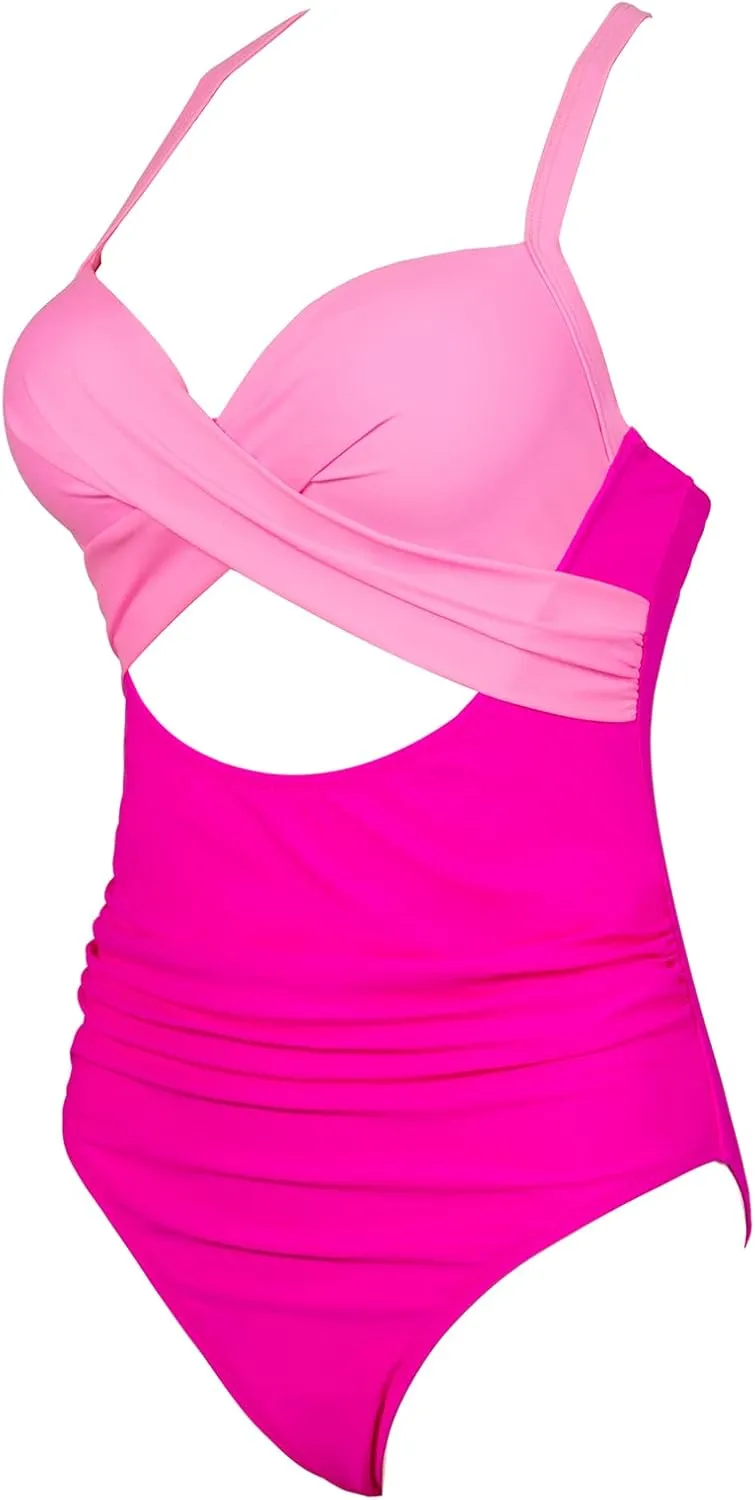 SUUKSESS Women Wrap Cut Out One Piece Swimsuit High Waisted Monokini Bathing Suit