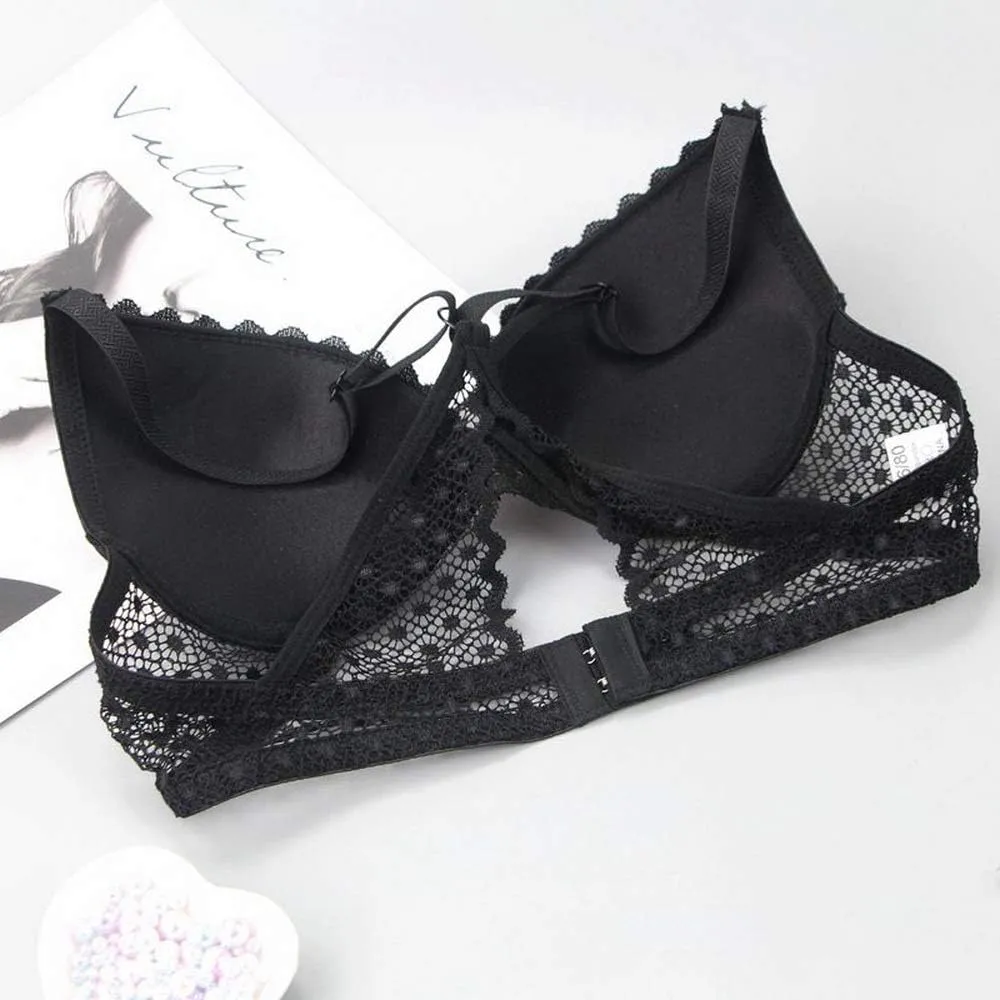 Swbreety Women's Bra and Panty Sets Floral Lace Lingerie Cross Back Underwire Push Up Bras
