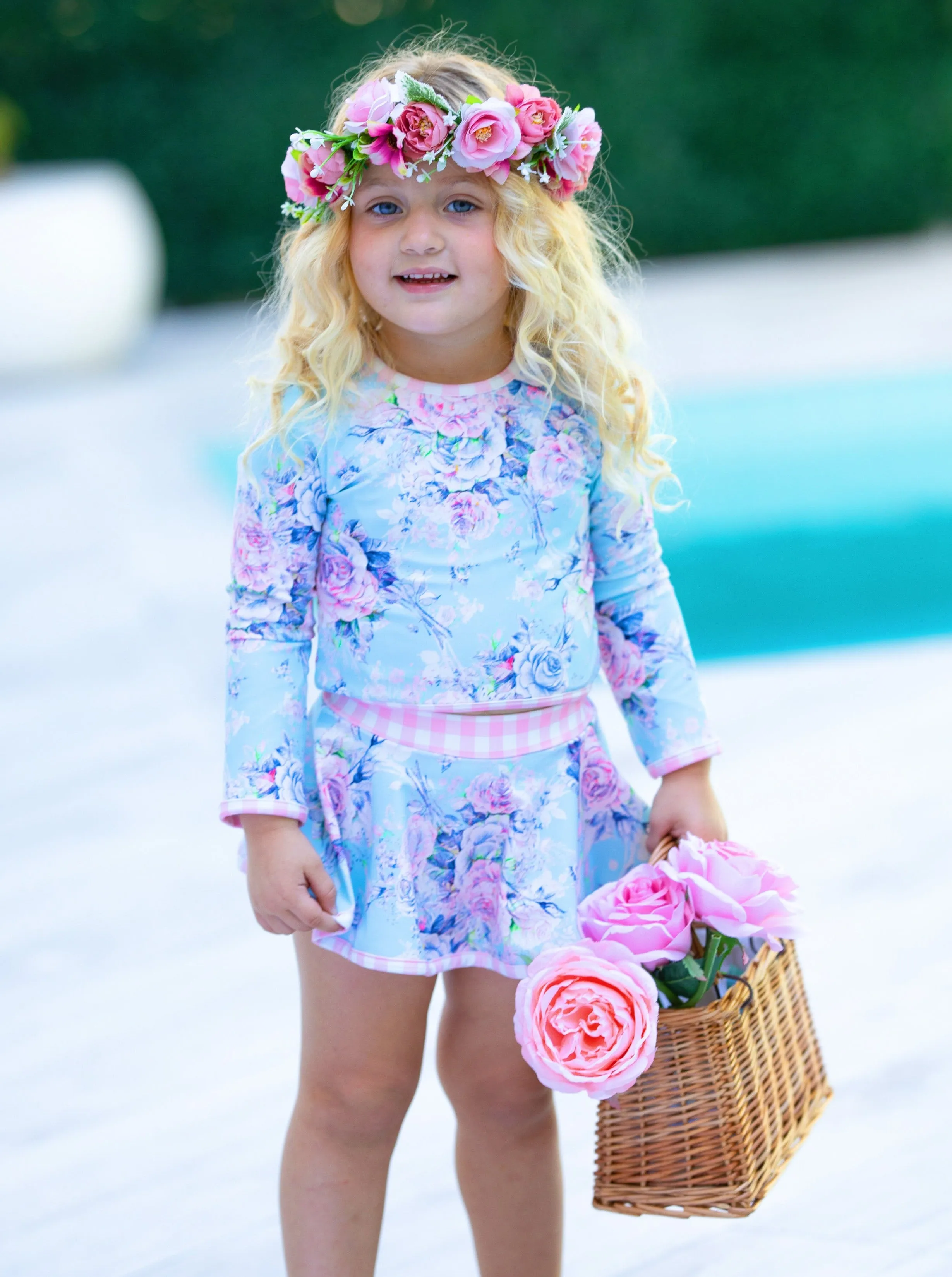 Sweet Blossom Rash Guard Two Piece Swimsuit