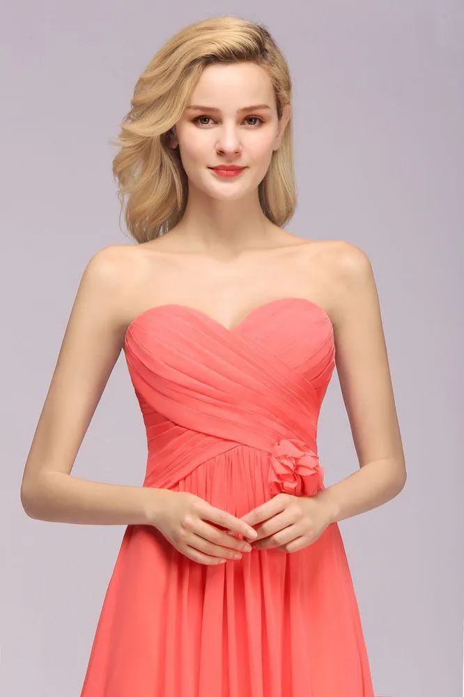 Sweetheart Sleeveless Ruffle Evening Swing Dress Chiffon aline Bridesmaid Dress