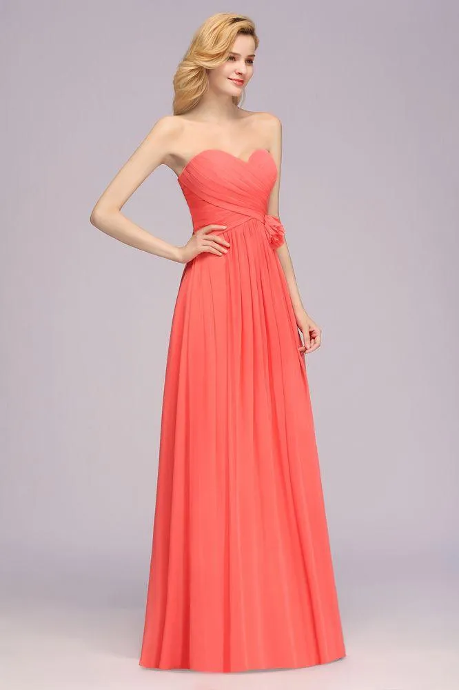 Sweetheart Sleeveless Ruffle Evening Swing Dress Chiffon aline Bridesmaid Dress