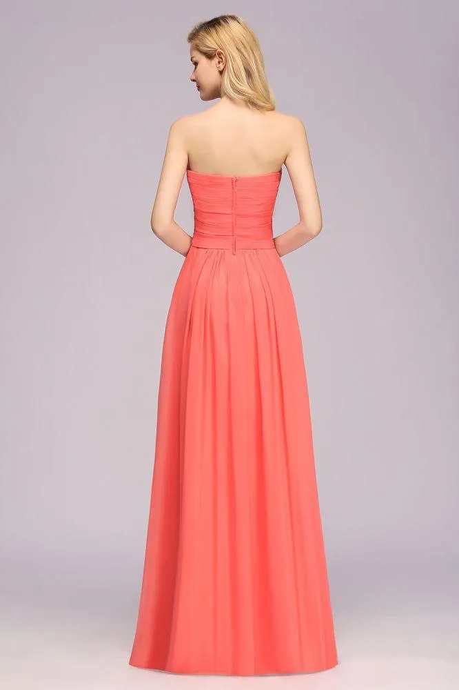 Sweetheart Sleeveless Ruffle Evening Swing Dress Chiffon aline Bridesmaid Dress