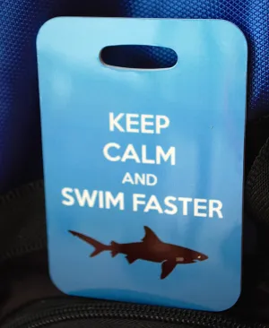 Swim Bag Tag, Sport Bag Tag, Swim Team Bag Tag, Swim Party favor, Shark, Keep Calm and Swim Faster