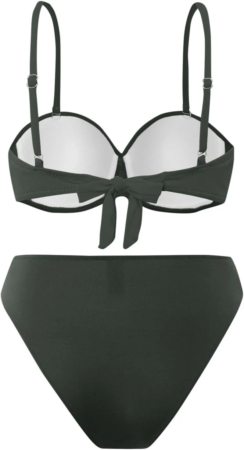 Swim Suits for Women Trendy Backless Pure Tummy Control Bikini Modest Bathing Suit Fashion Bandeau Swimsuits