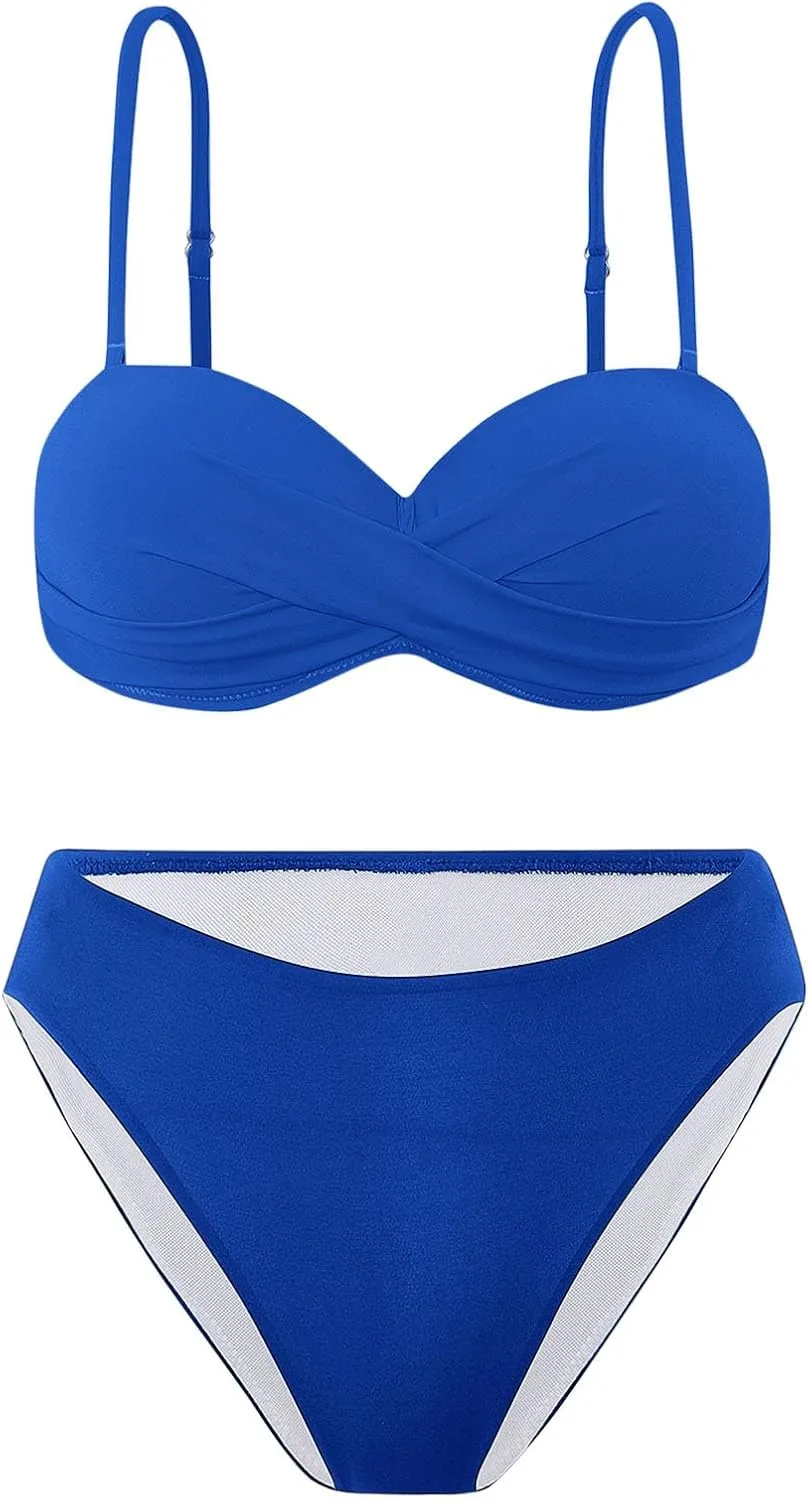 Swim Suits for Women Trendy Backless Pure Tummy Control Bikini Modest Bathing Suit Fashion Bandeau Swimsuits