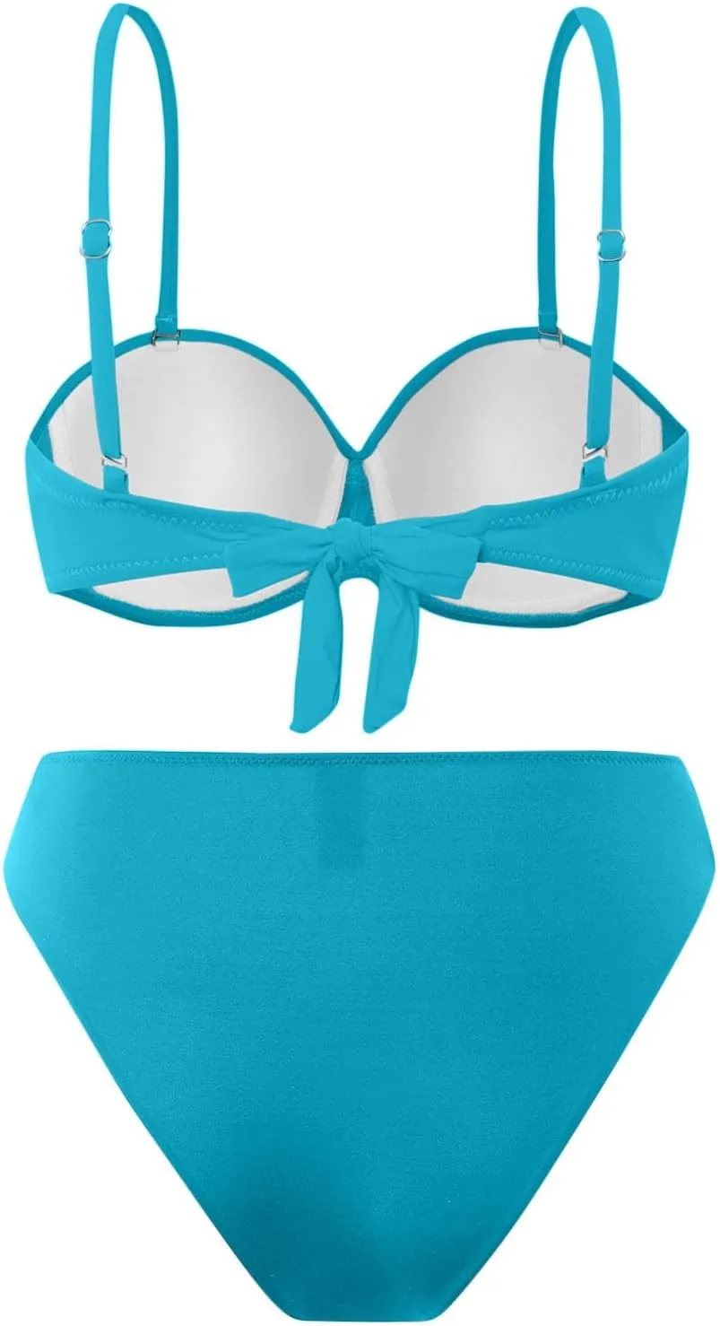 Swim Suits for Women Trendy Backless Pure Tummy Control Bikini Modest Bathing Suit Fashion Bandeau Swimsuits