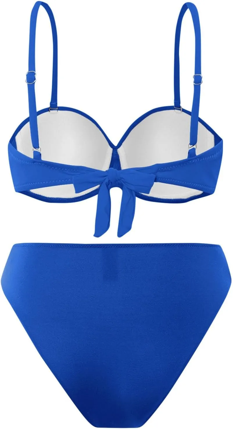 Swim Suits for Women Trendy Backless Pure Tummy Control Bikini Modest Bathing Suit Fashion Bandeau Swimsuits