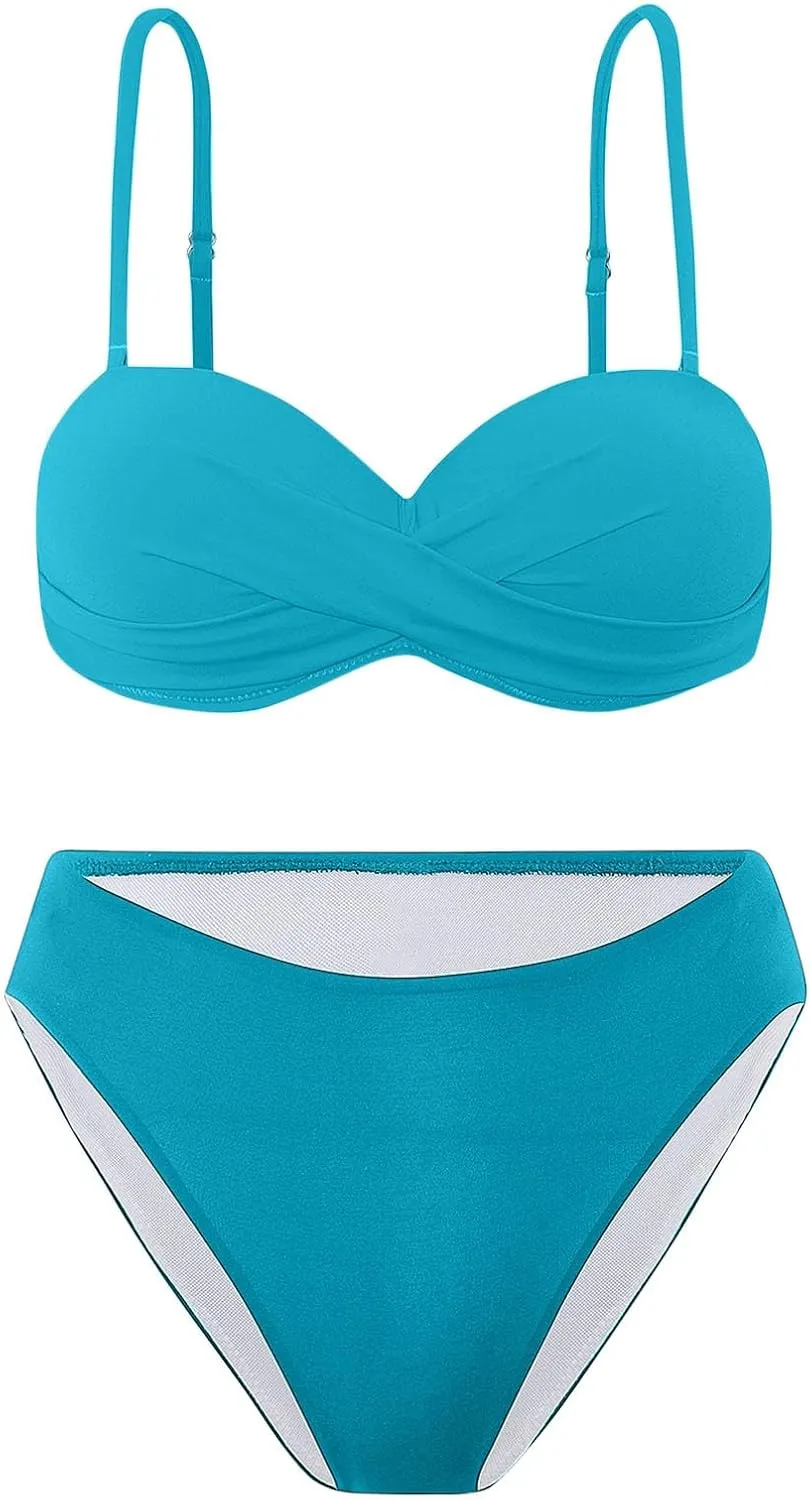 Swim Suits for Women Trendy Backless Pure Tummy Control Bikini Modest Bathing Suit Fashion Bandeau Swimsuits