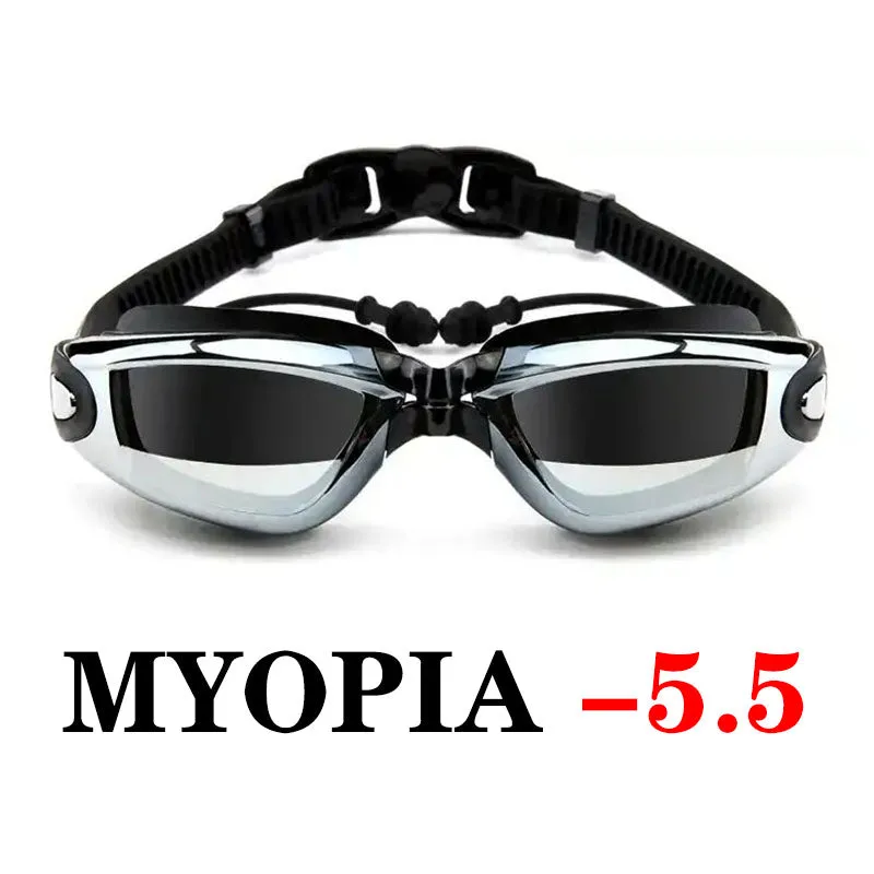 Swimming Goggles Prescription Women Men Adjustable UV Protect Waterproof Anti Fog Myopia Eyewear Swim Pool Diving Water Glasses