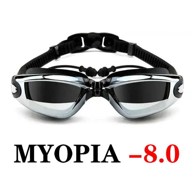 Swimming Goggles Prescription Women Men Adjustable UV Protect Waterproof Anti Fog Myopia Eyewear Swim Pool Diving Water Glasses