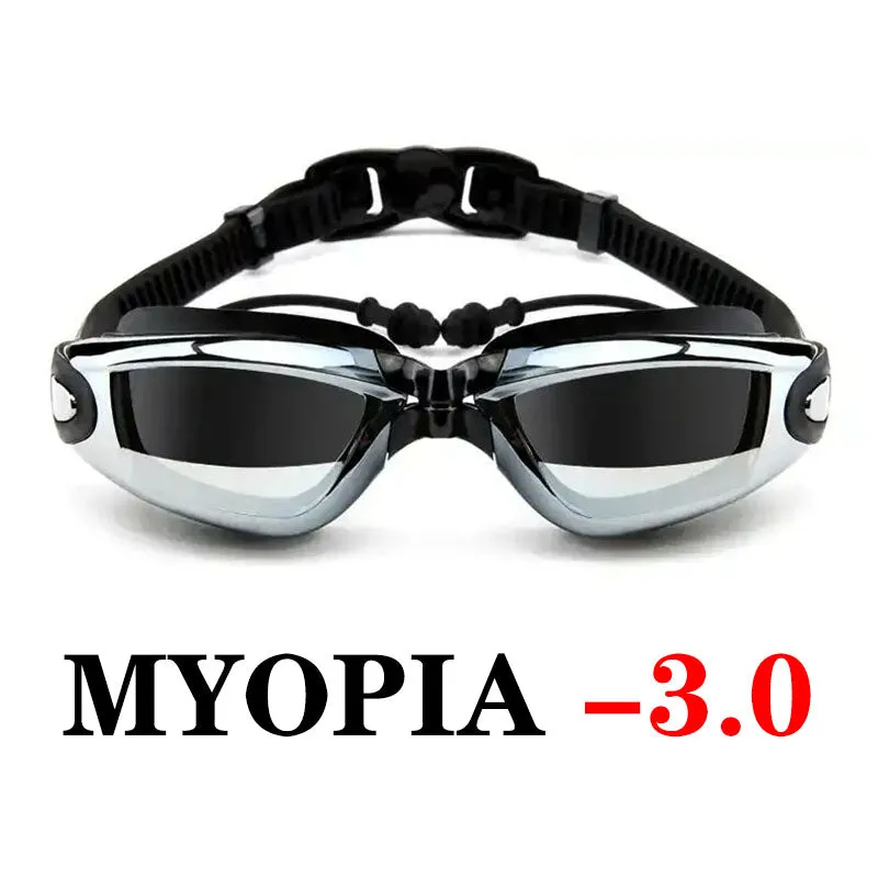 Swimming Goggles Prescription Women Men Adjustable UV Protect Waterproof Anti Fog Myopia Eyewear Swim Pool Diving Water Glasses