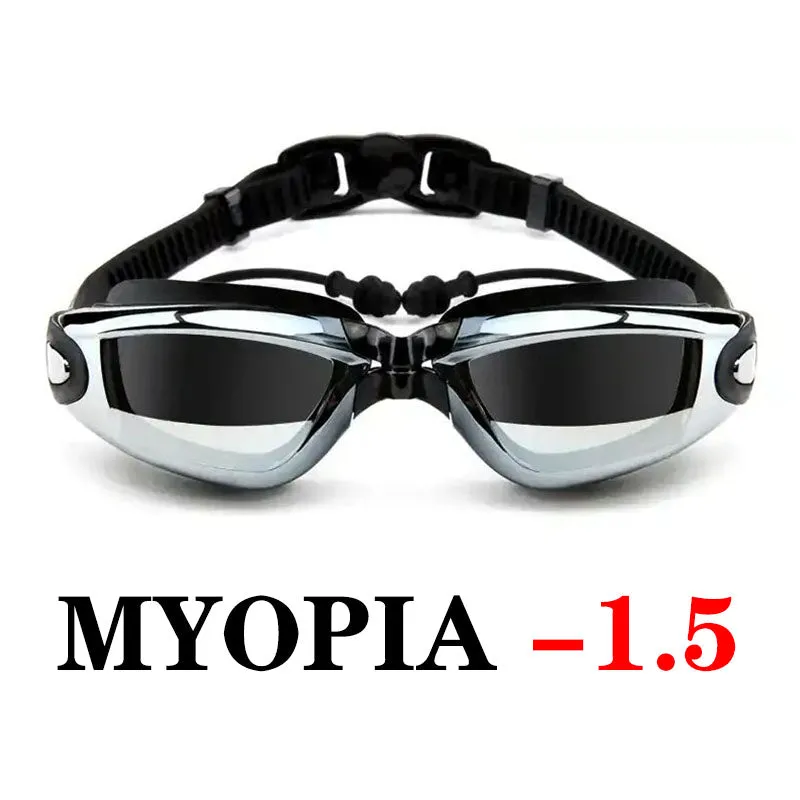 Swimming Goggles Prescription Women Men Adjustable UV Protect Waterproof Anti Fog Myopia Eyewear Swim Pool Diving Water Glasses