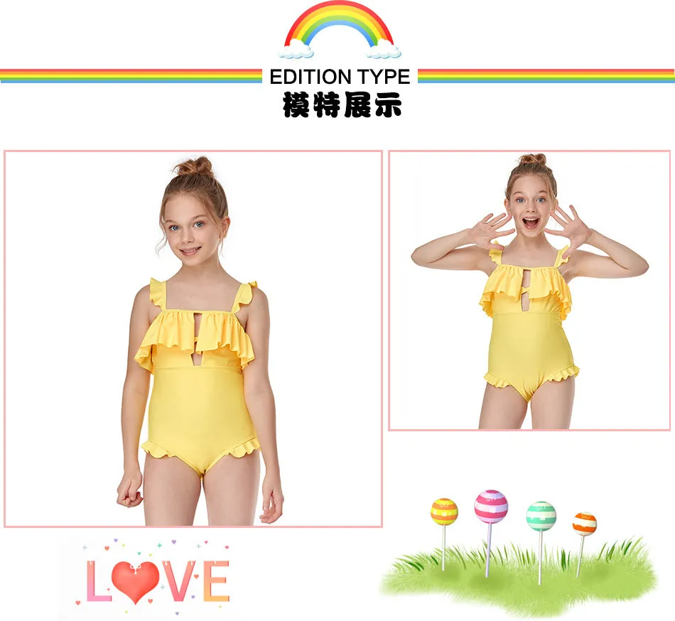Swimsuit European New Girl's  Flying Nylon Children's Exclusive for Cross-Border