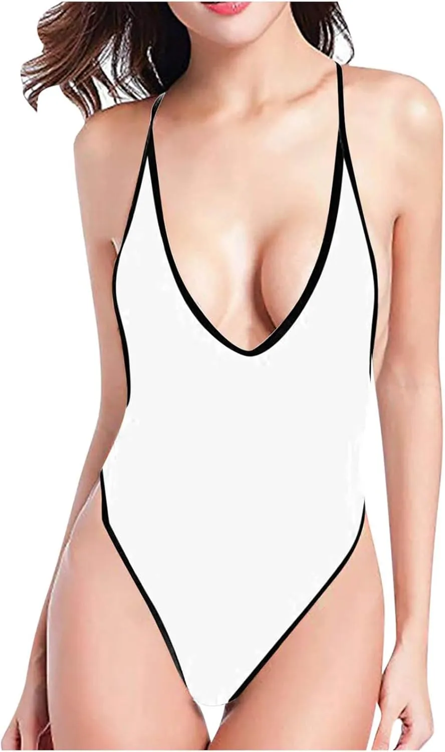 Swimsuit for Women Sexy Monokini Deep V One Piece Bathing Suits Backless Cheeky Swimwear Semi Thong Bikini Tummy Control Suit