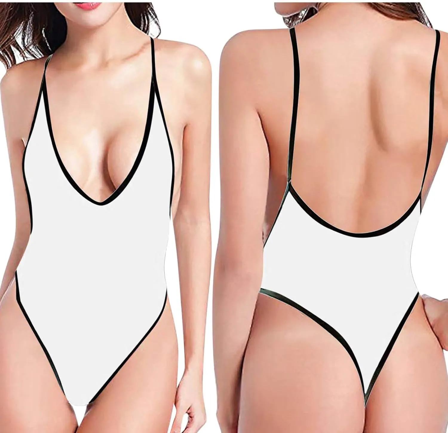 Swimsuit for Women Sexy Monokini Deep V One Piece Bathing Suits Backless Cheeky Swimwear Semi Thong Bikini Tummy Control Suit