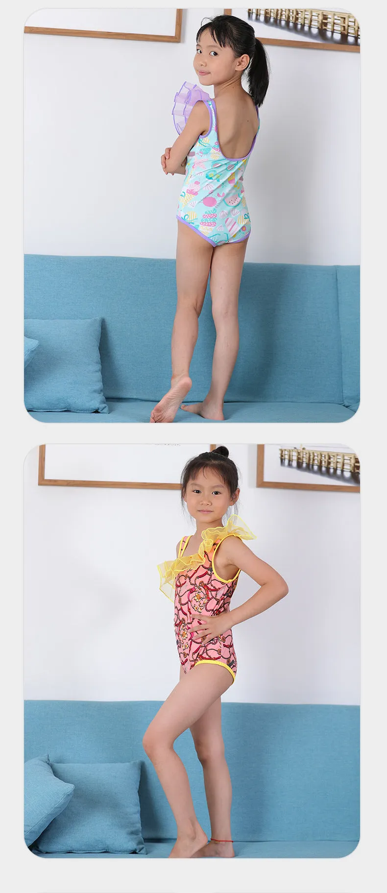 Swimsuit Summer Baby Girl One-Piece Medium and Large Children's Set Girls' Triangle