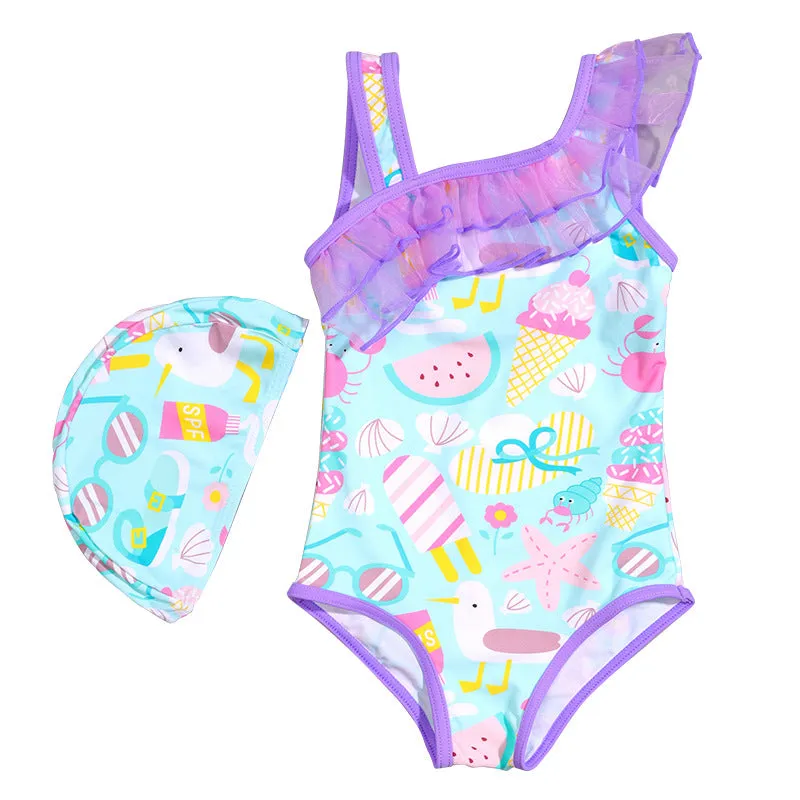Swimsuit Summer Baby Girl One-Piece Medium and Large Children's Set Girls' Triangle