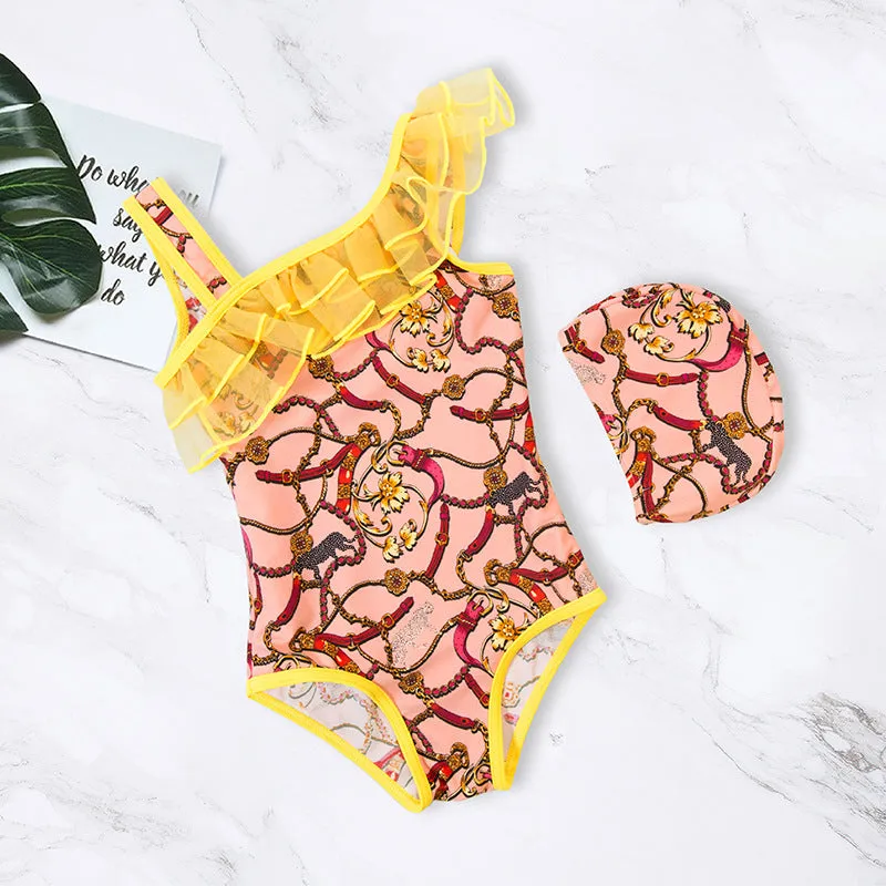Swimsuit Summer Baby Girl One-Piece Medium and Large Children's Set Girls' Triangle