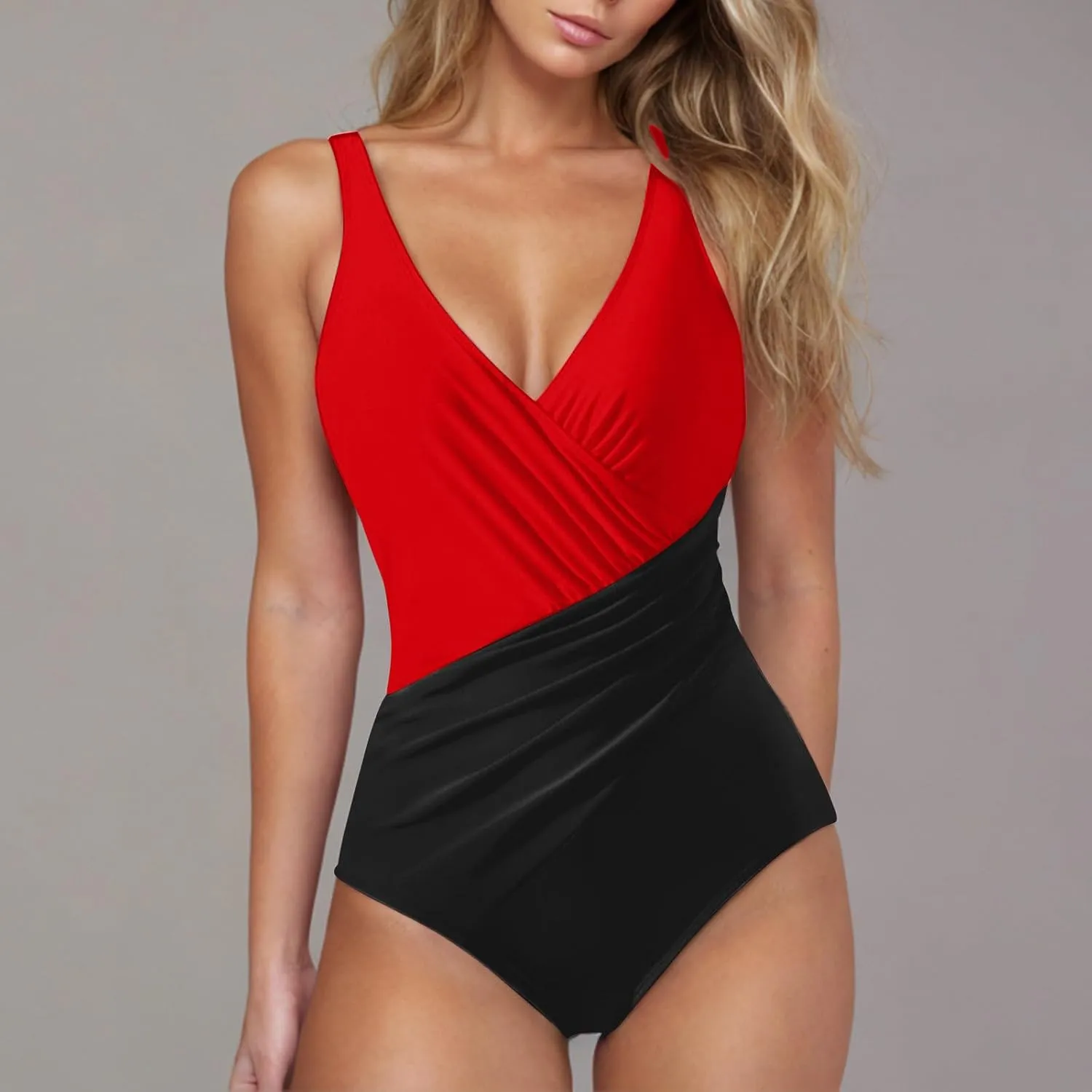 Swimwear for Women 2025 Tummy Control One Piece Swimsuit Sexy V Neck Backless Push Up Bandage Ruched Bathing Suits