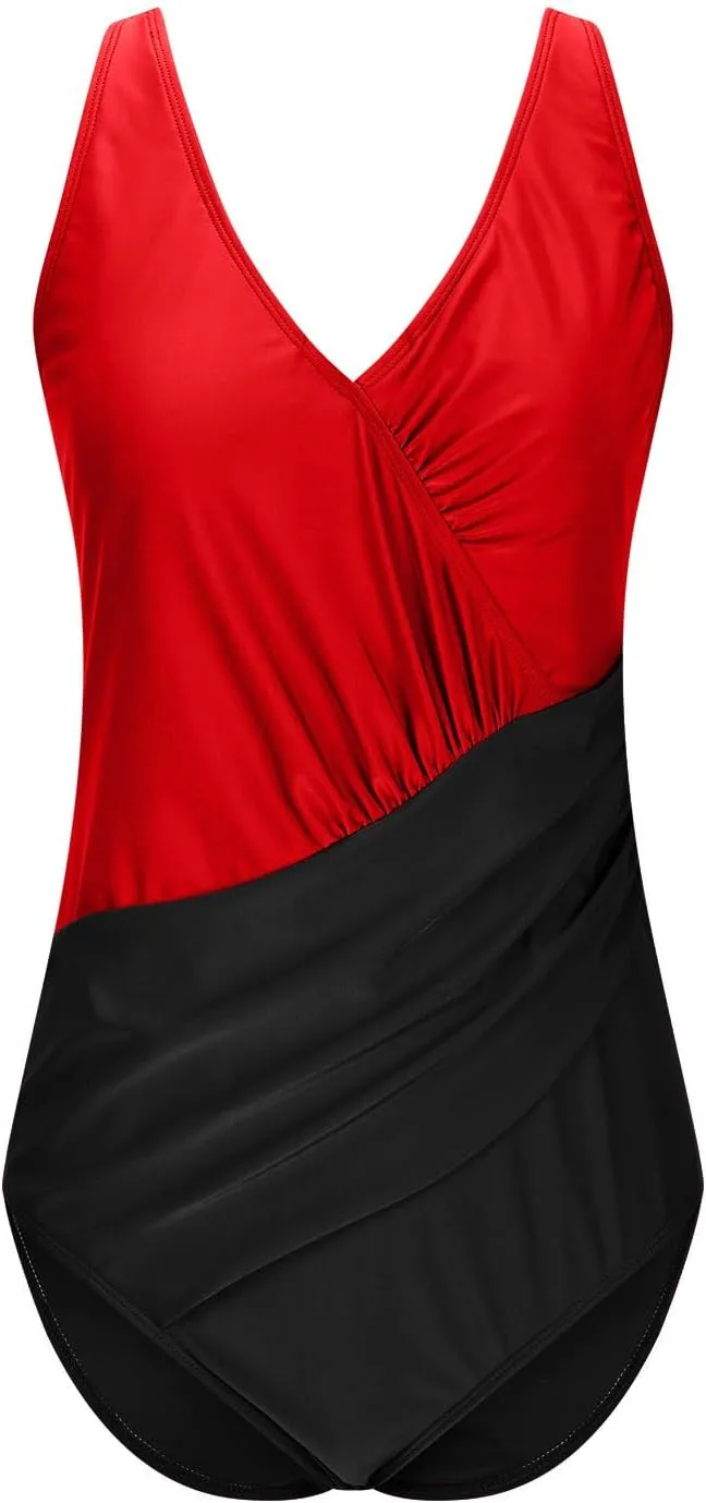 Swimwear for Women 2025 Tummy Control One Piece Swimsuit Sexy V Neck Backless Push Up Bandage Ruched Bathing Suits