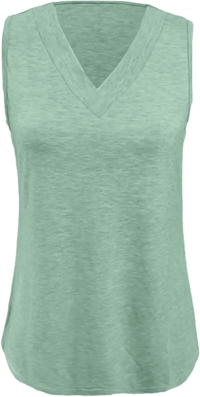 Tank Top for Women Summer V Neck T Shirts Casual Sleeveless Comfy Tees Shirts Loose Fashion 2025