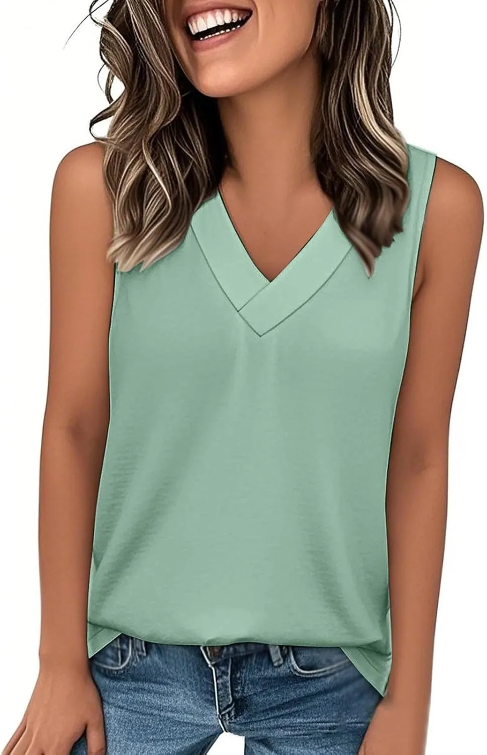 Tank Top for Women Summer V Neck T Shirts Casual Sleeveless Comfy Tees Shirts Loose Fashion 2025