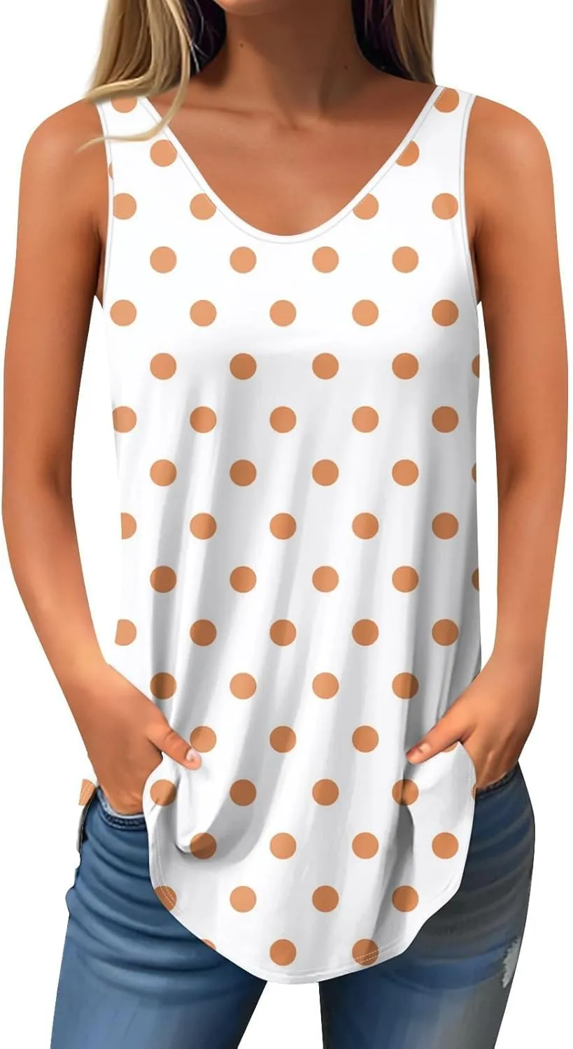 Tank Tops for Women 2025 Casual Printed V Neck Sleeveless Summer Tunics Vacation Fashion Loose Camisole Dressy Tank