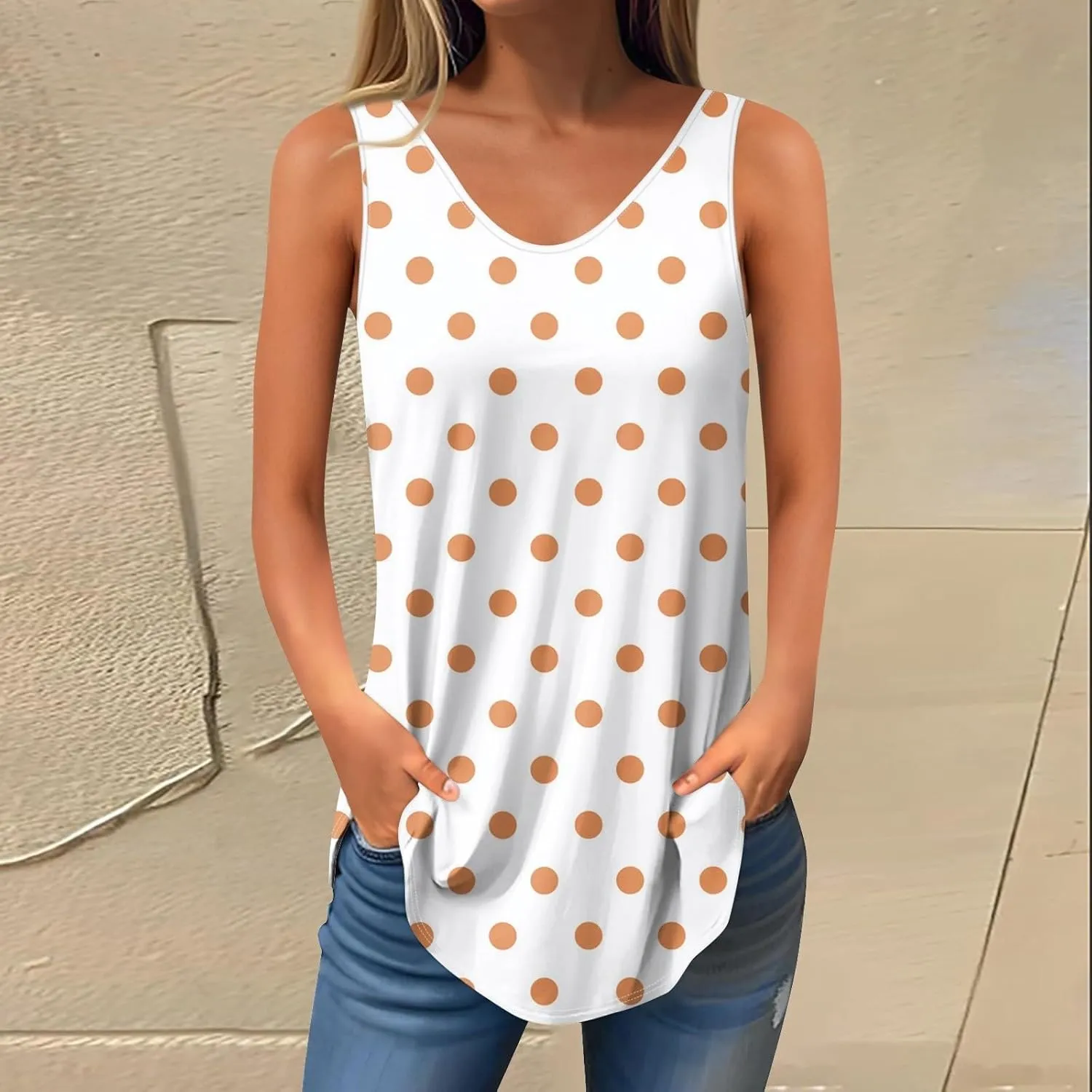 Tank Tops for Women 2025 Casual Printed V Neck Sleeveless Summer Tunics Vacation Fashion Loose Camisole Dressy Tank