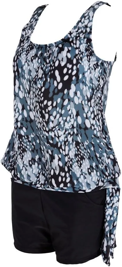 Tankini Swimsuits for Women Modest 2 Piece Bathing Suits High Waisted Tummy Control Swimwear Tank Top with Shorts