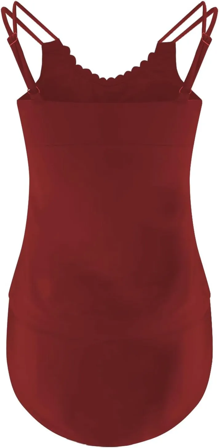 Tankini Swimsuits for Women Scallop Trim Bathing Suit High Waisted Tummy Control 2 Piece Swimsuit Swim Top and Bottom