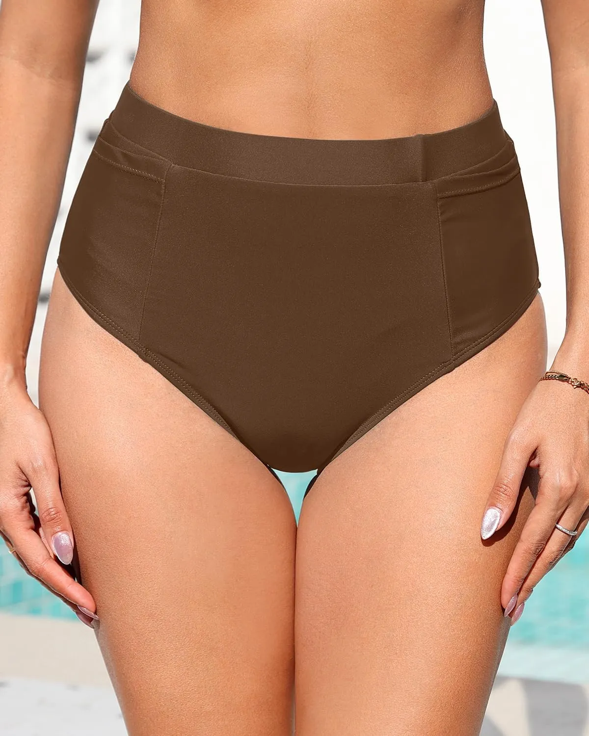 Tempt Me Women High Waisted Bikini Bottoms - Tummy Control Bathing Suit Swim Bottoms with Pockets 2025
