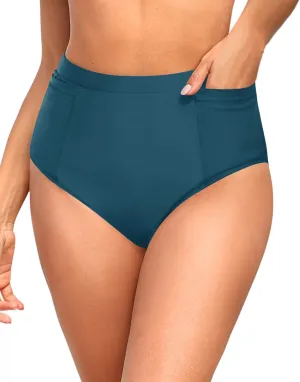 Tempt Me Women High Waisted Bikini Bottoms - Tummy Control Bathing Suit Swim Bottoms with Pockets 2025