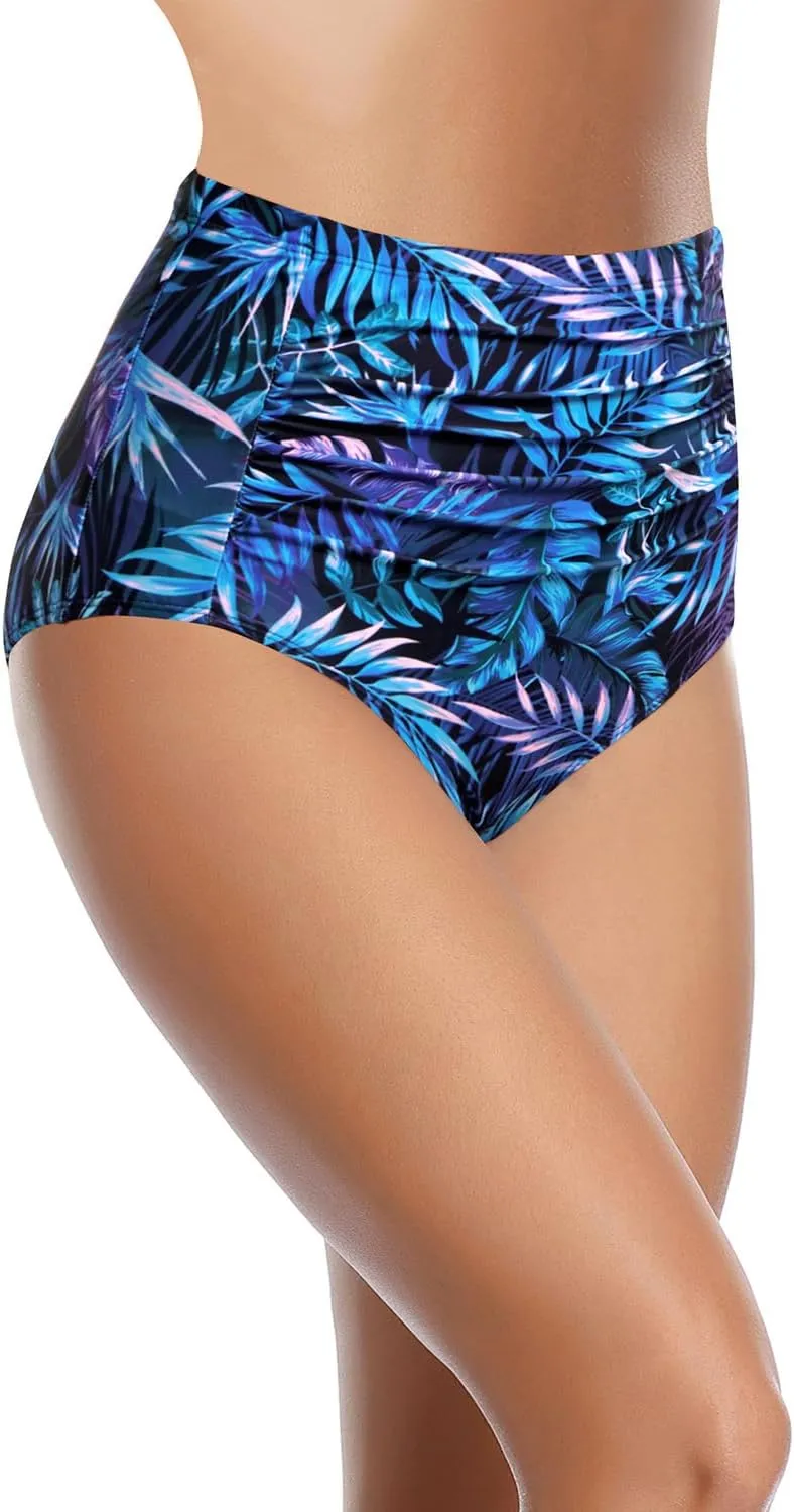 Tempt Me Women High Waisted Bikini Bottoms Tummy Control Swimsuit Bottoms Ruched Bathing Suit Bottom