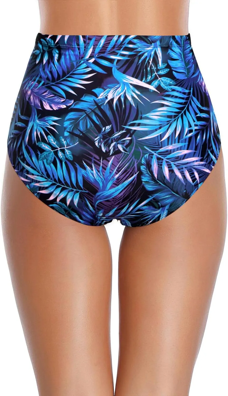 Tempt Me Women High Waisted Bikini Bottoms Tummy Control Swimsuit Bottoms Ruched Bathing Suit Bottom