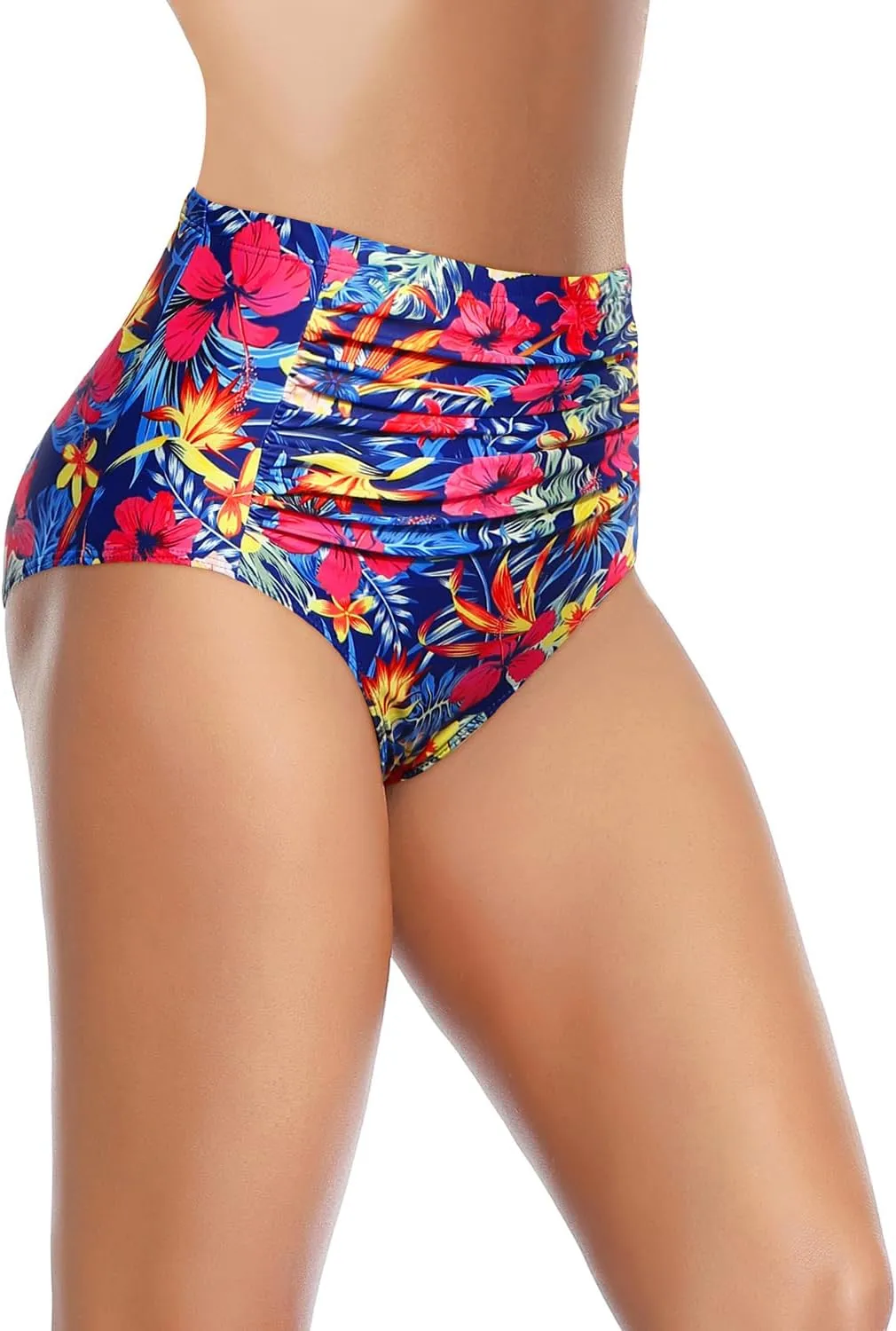 Tempt Me Women High Waisted Bikini Bottoms Tummy Control Swimsuit Bottoms Ruched Bathing Suit Bottom