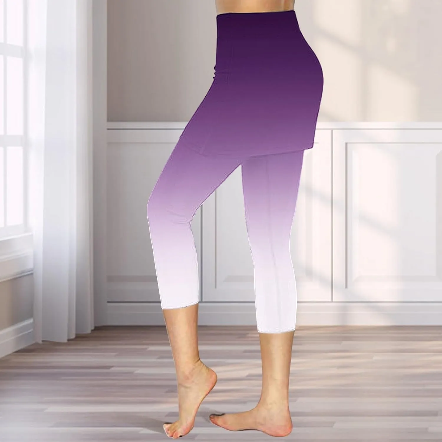 Tennis Skirt with Leggings for Women 2025 Workout Gym Yoga Clothes Solid Skirt Match Booty Lifting Capri Leggings