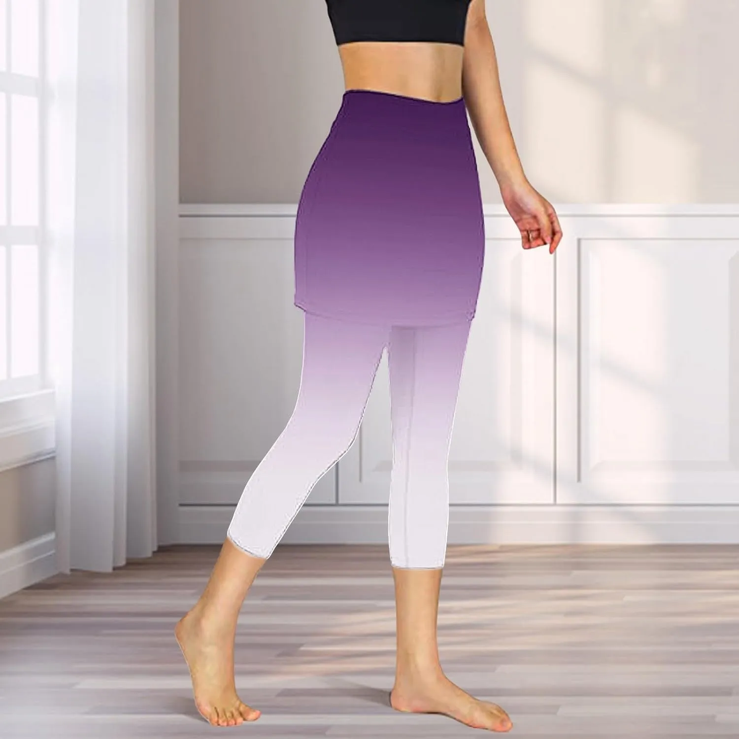 Tennis Skirt with Leggings for Women 2025 Workout Gym Yoga Clothes Solid Skirt Match Booty Lifting Capri Leggings